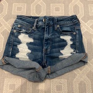 american eagle ripped jean shorts
